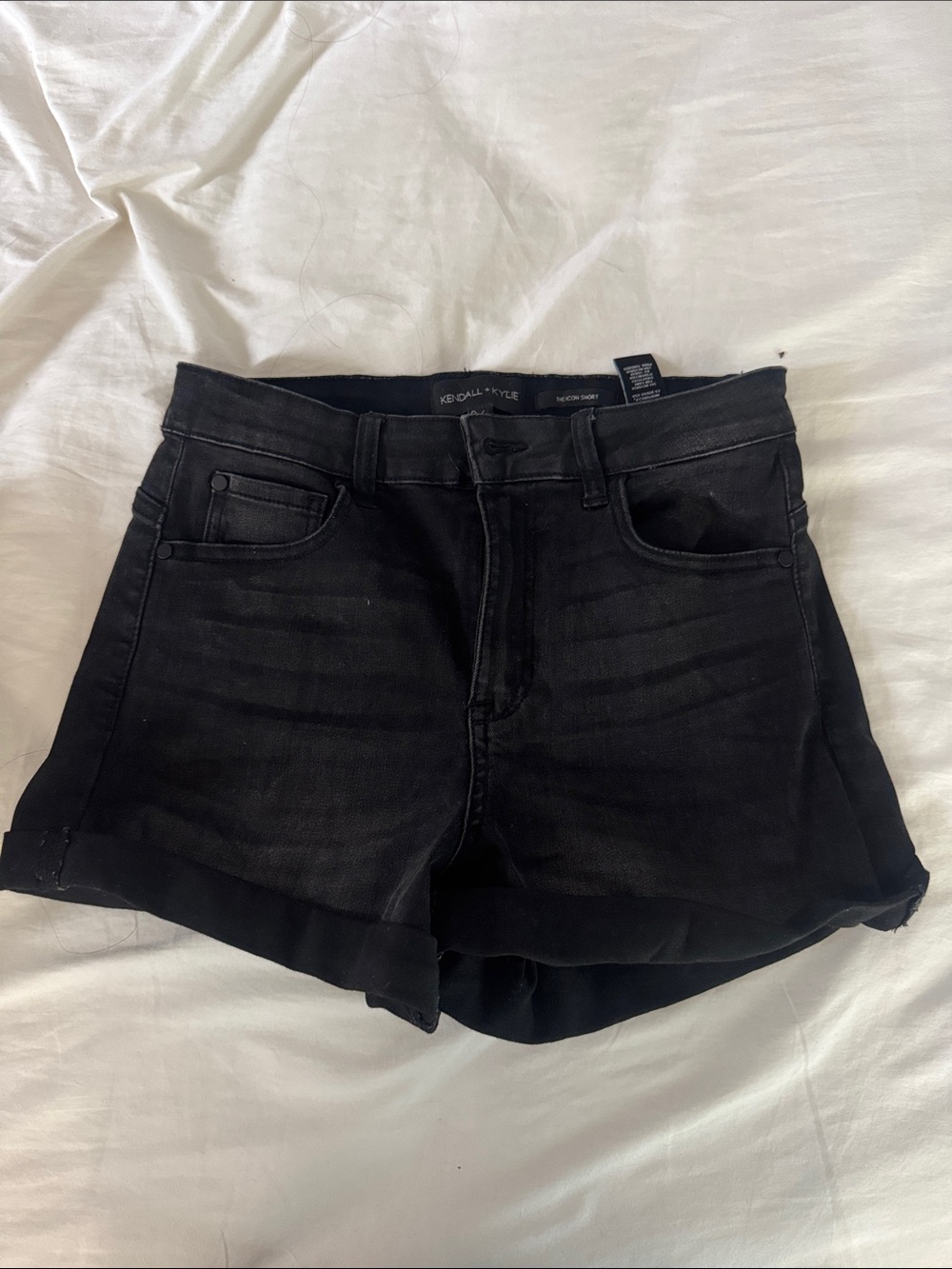 High-Rise Black Denim Shorts- Kendall and Kylie